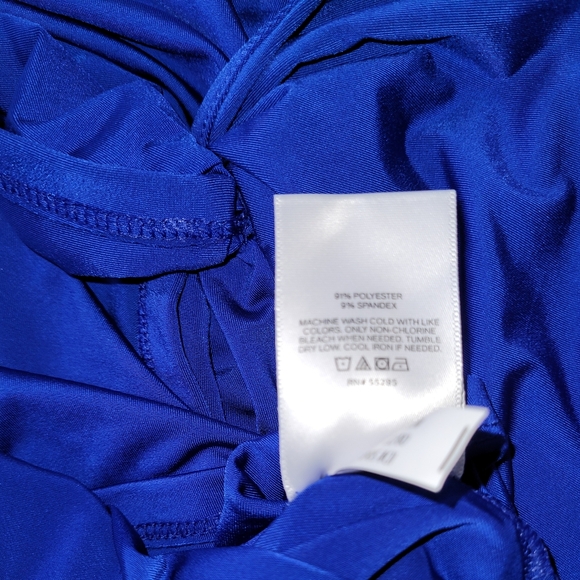 Express Body Contour Cobalt Blue Twisted Knot Short Sleeve Top, Size M - Picture 8 of 8